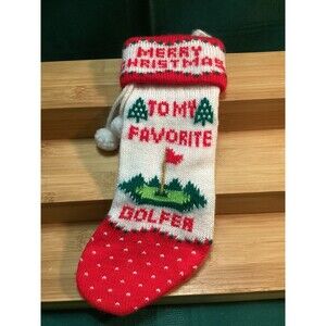 1987 Kurt S. Adler Knitted “To My Favorite Golfer” Christmas Stocking 4 Gifts